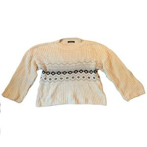 Cozy Creamy White and Black Knit Sweater